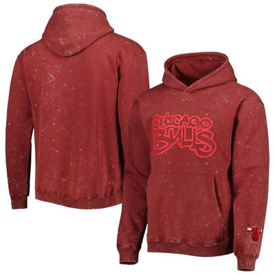 The Wild Collective Unisex  Red Chicago Bulls Tonal Acid Wash Pullover Hoodie