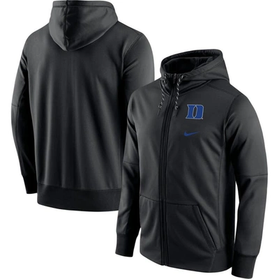 Nike Black Duke Blue Devils Logo Stack Performance Full-zip Hoodie