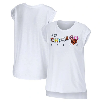 Wear By Erin Andrews White Chicago Bears Greetings From Muscle T-shirt