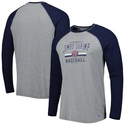 Boxercraft Navy/heathered Gray Jacksonville Jumbo Shrimp Long Sleeve Baseball T-shirt