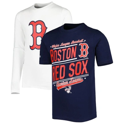 Stitches Kids' Big Boys  Navy, White Boston Red Sox Combo T-shirt Set In Navy,white
