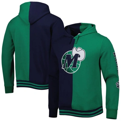 Mitchell & Ness Men's  Navy, Green Dallas Mavericks Hardwood Classics Split Pullover Hoodie In Navy,green
