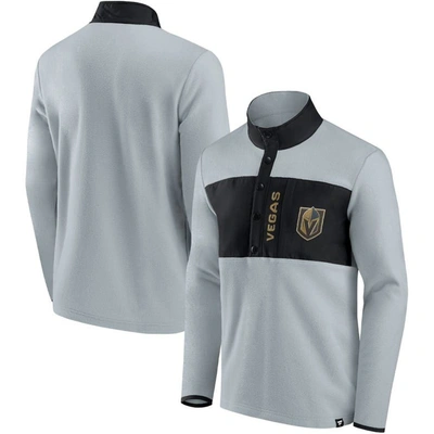Fanatics Branded Gray/black Vegas Golden Knights Hockey Polar Fleece Quarter-snap Jacket In Gray,black