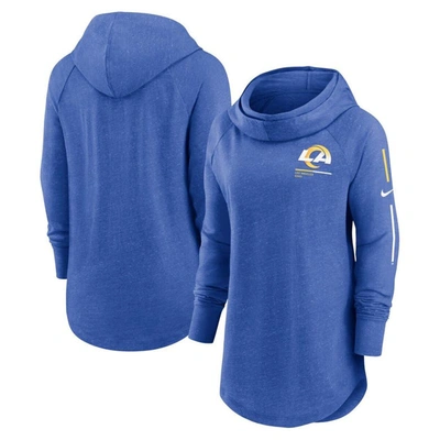 Nike Royal Los Angeles Rams Minimal Statement Raglan Funnel Neck Pullover Hoodie In Blue