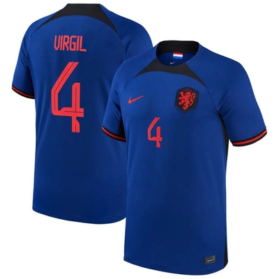 Nike Netherlands National Team 2022/23 Vapor Match Away (virgil Van Dijk)  Men's Dri-fit Adv Soccer Jerse In Blue
