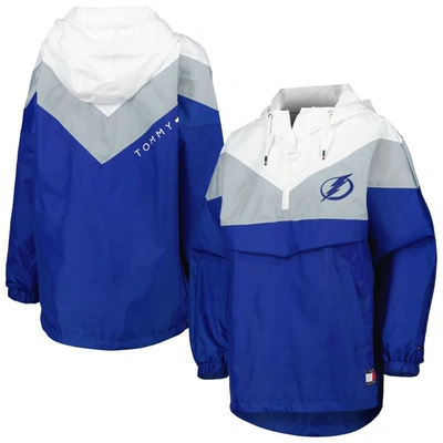 Tommy Hilfiger Women's  Blue, Silver Tampa Bay Lightning Staci Half-zip Windbreaker Jacket In Blue,silver