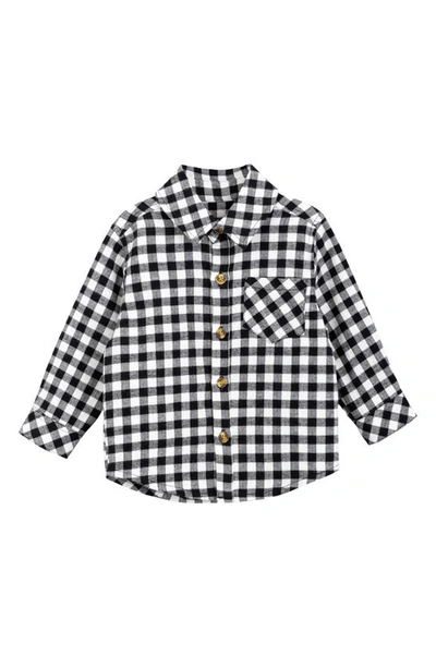 Miles The Label Babies' Gingham Check Organic Cotton Flannel Shirt In Black