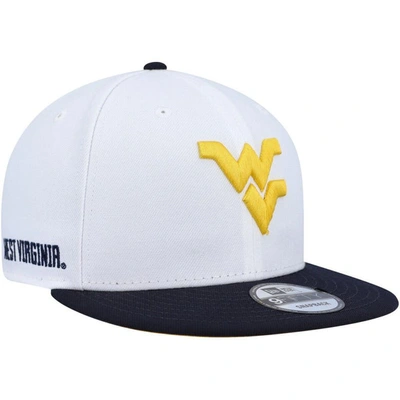 New Era Men's  White And Navy West Virginia Mountaineers Two-tone Mascot 9fifty Snapback Hat In White,navy