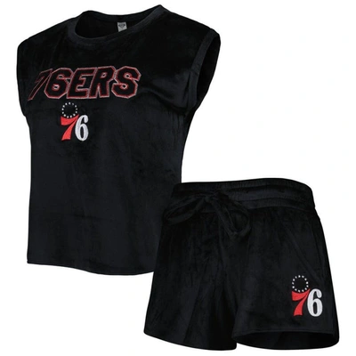 Concepts Sport Black Philadelphia 76ers Intermission T-shirt & Shorts Sleep Set