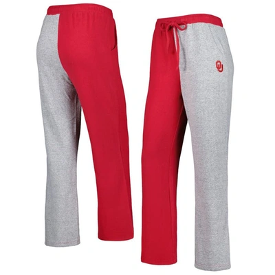 Zoozatz Women's  Crimson, Gray Oklahoma Sooners Colorblock Cozy Tri-blend Lounge Pants In Crimson,gray