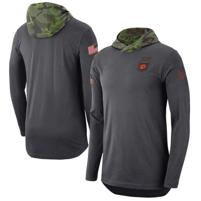 Nike Anthracite Clemson Tigers Military Long Sleeve Hoodie T-shirt