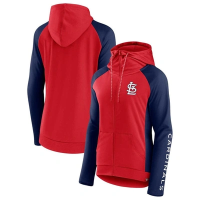 Fanatics Branded Red/navy St. Louis Cardinals Iconic Raglan Full-zip Hoodie