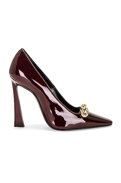Saint Laurent Burgundy Leather Silvana 110 Pumps In Red