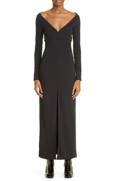 Courrèges Swallow Stretch Viscose Long Dress In Black