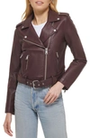 Levi's® Faux Leather Fashion Belted Moto Jacket In Burgundy