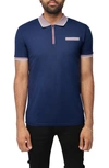 X-ray Pipe Trim Knit Polo In Deep Navy