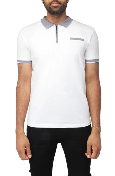 X-ray Pipe Trim Knit Polo In White/ Black