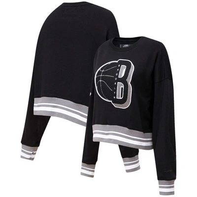 Pro Standard Black Brooklyn Nets Mash Up Pullover Sweatshirt
