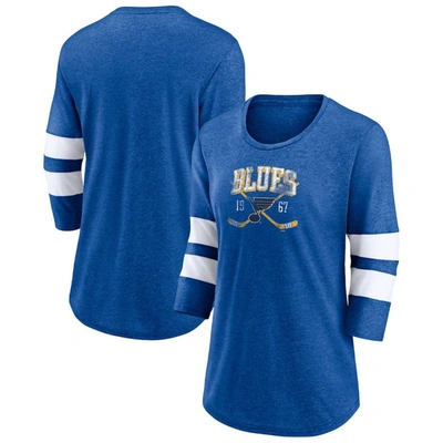 Fanatics Branded Heather Blue St. Louis Blues Line Shift Tri-blend Three-quarter Sleeve T-shirt