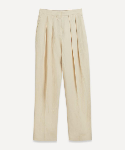 Stella Mccartney Straight Leg Pleated Trousers In Buttermilk