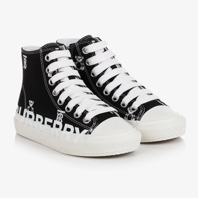 Burberry Kids' Black Logo High-top Trainers