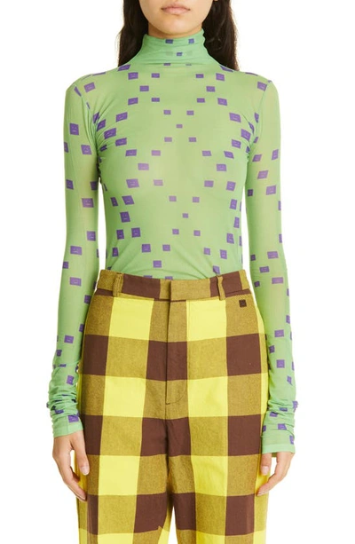 Acne Studios Face Logo Long Sleeve Top In Jade Green | ModeSens