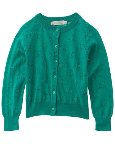 Bonpoint Kids'  Pointelle Cardigan In Green