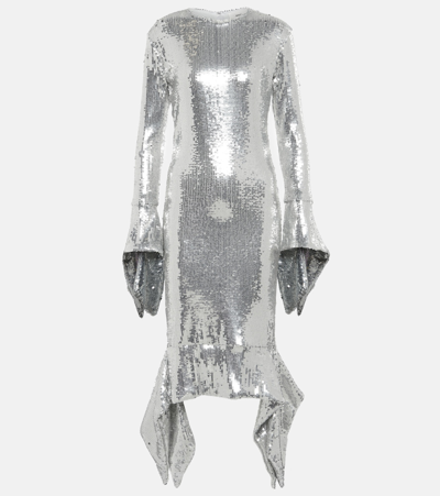 Ami Alexandre Mattiussi Silver Midi Dress In Metal
