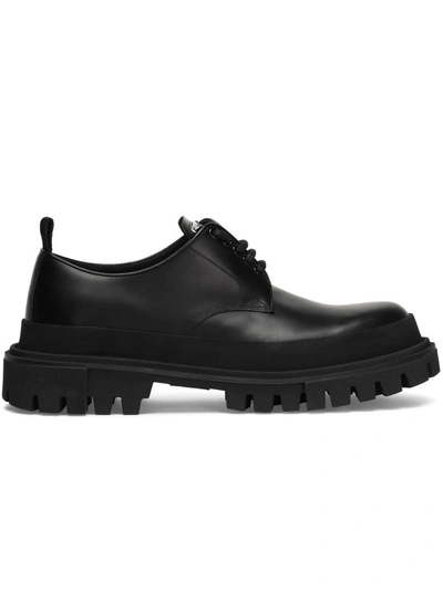 Dolce & Gabbana Leather Derbies In Black