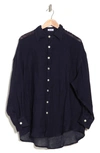 Vitamin A Playa Linen Oversized Shirt In Ecolinen Midnight