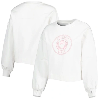 Lusso White Chicago Bulls Lola Ball And Chain Pullover Sweatshirt