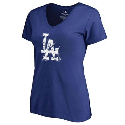 Fanatics Branded Royal Los Angeles Dodgers Splatter Logo V-neck T-shirt