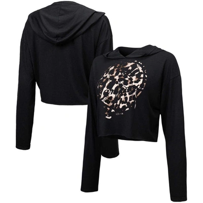 Majestic Threads Black New York Yankees Leopard Cropped Hoodie