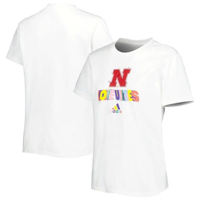 Adidas Originals Adidas White Nebraska Huskers Fresh Pride T-shirt