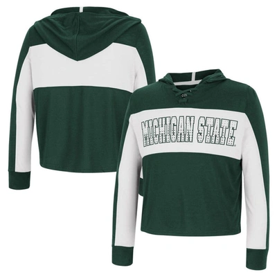 Colosseum Kids' Girls Youth  Green Michigan State Spartans Galooks Hoodie Lace-up Long Sleeve T-shirt