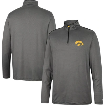 Colosseum Charcoal Iowa Hawkeyes Logo Quarter-zip Windshirt