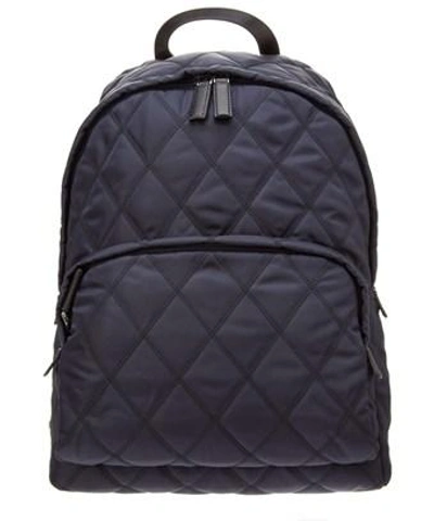Prada Quilted Nylon & Saffiano Leather Backpack In Blue