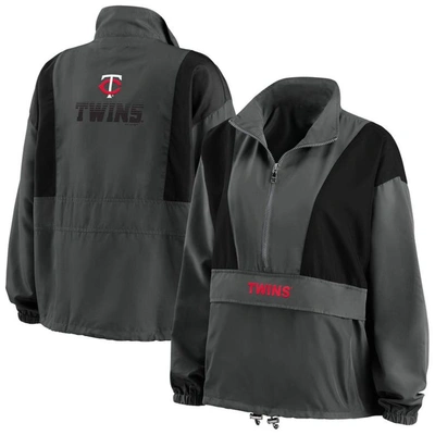 Wear By Erin Andrews Charcoal Minnesota Twins Packable Half-zip Jacket