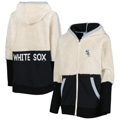 G-iii 4her By Carl Banks Women's  Oatmeal, Black Chicago White Sox Shuffle It Raglan Full-zip Hoodie In Oatmeal,black