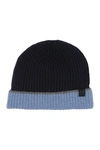 Bruno Magli Cashmere Colorblock Ribbed Knit Beanie In Navy Dark Navy