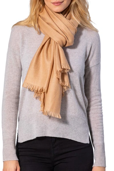 Amicale Solid Pashmina Scarf In Camel