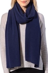 Amicale Cashmere Travel Wrap Scarf In Navy
