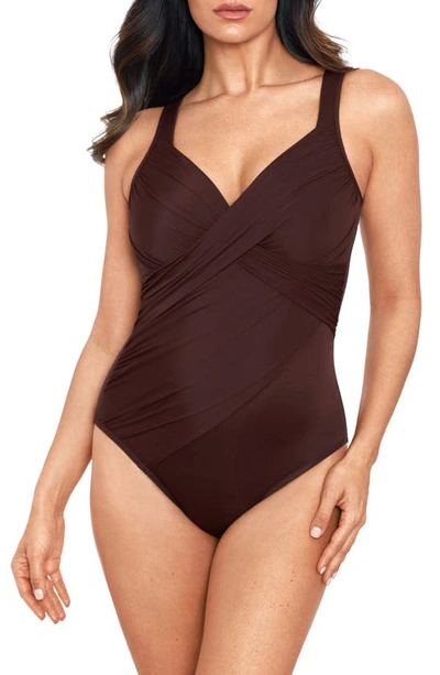 Miraclesuit Revele Wrap-front One-piece Swimsuit In Sumatra Brown
