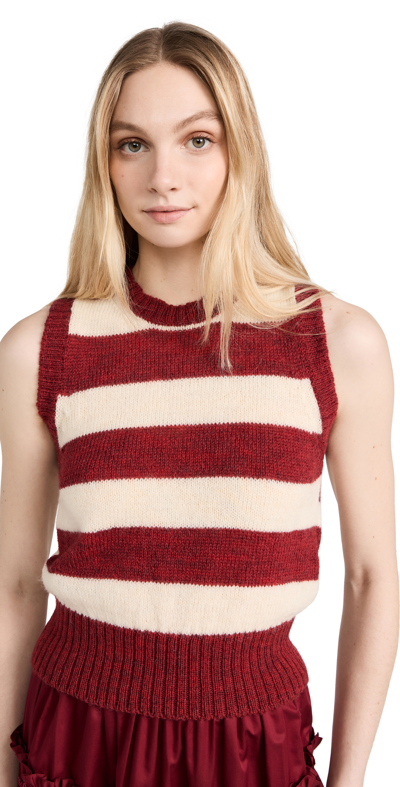 Molly Goddard Rose Striped Lambswool Sweater Vest In Pink Burgundy
