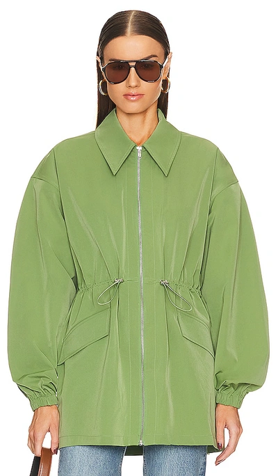 Helsa Tech Gabardine Zip Jacket In Army Green