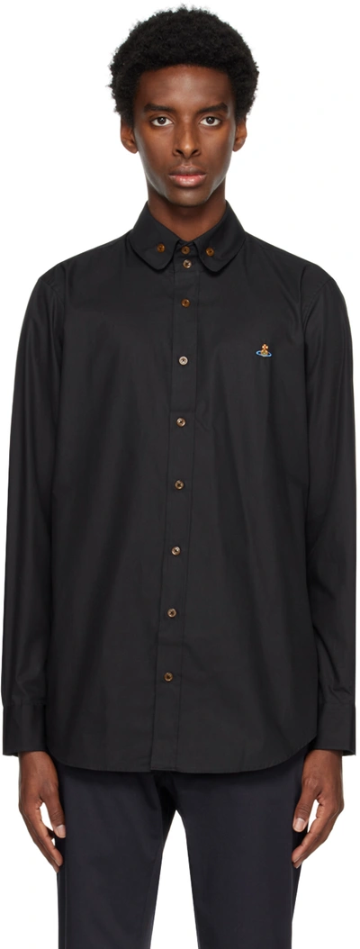 Vivienne Westwood Embroidered Cotton-poplin Shirt In Black