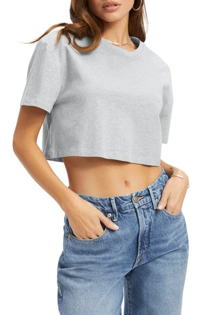 Good American Cropped Cotton-jersey T-shirt In Sage Green