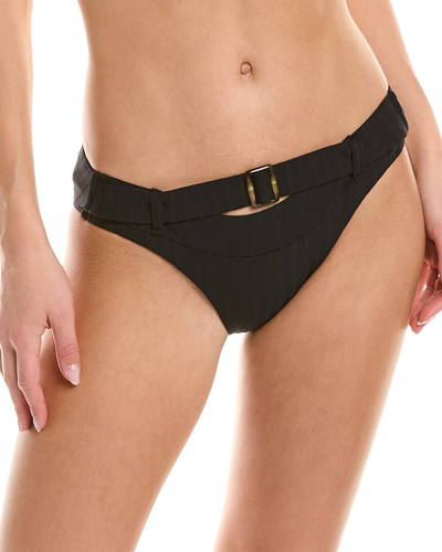 Melissa Odabash Tortola Buckled Ribbed Low-rise Bikini Briefs In Black