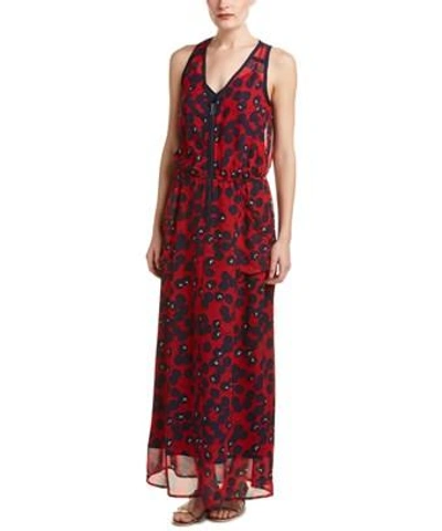 Nanette Lepore Front Zip Silk Maxi Dress In Red