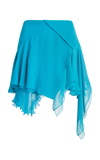 Versace Asymmetric Silk Mini Skirt In Light Blue